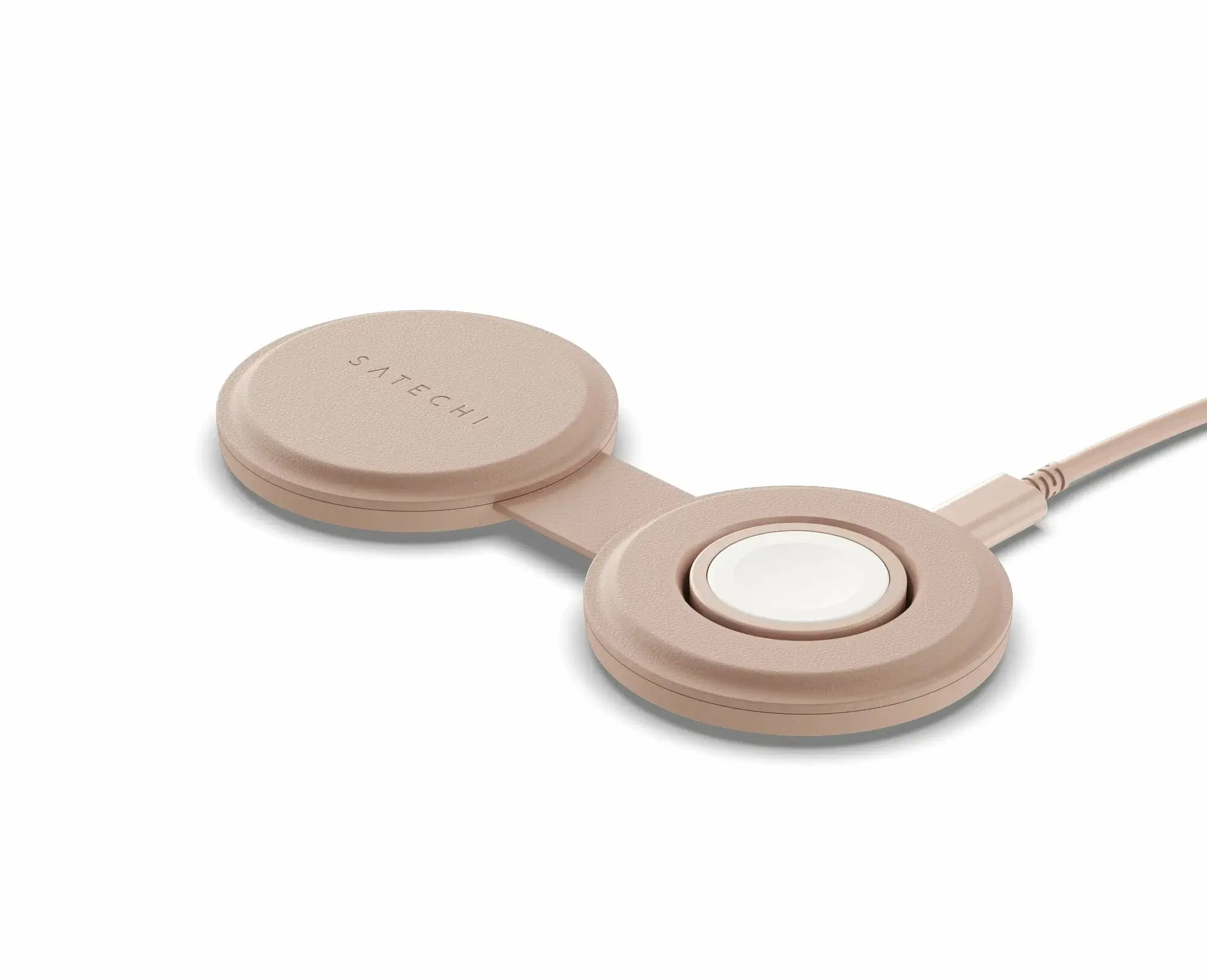Беспроводное зарядное устройство Satechi Qi2 OntheGo 2-in-1, нежно-розовый